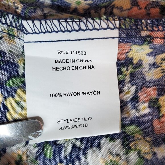 NWT AUW Womens Dress Size M Floral Blue Smocked Puff Sleeve Cottage Ballet Mini - Picture 10 of 14